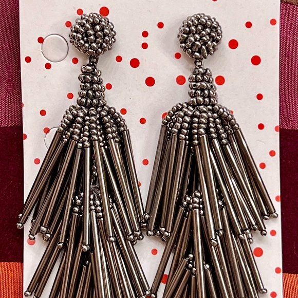 NWT Deepa Gurnani Beaded Chandeliers Gunmetal - Picture 6 of 15